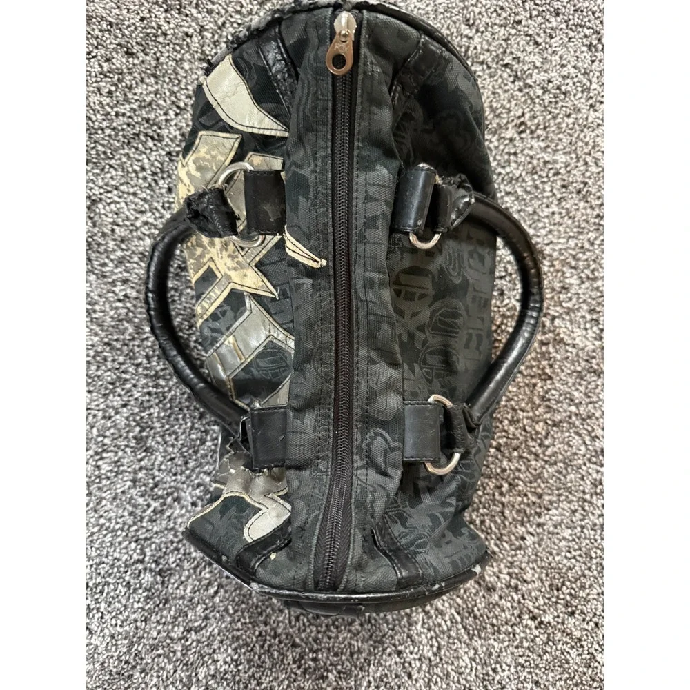 Fox Racing Bag Black Y2K Gothic Logo Canvas Barrel Handbag Motocross Vintage